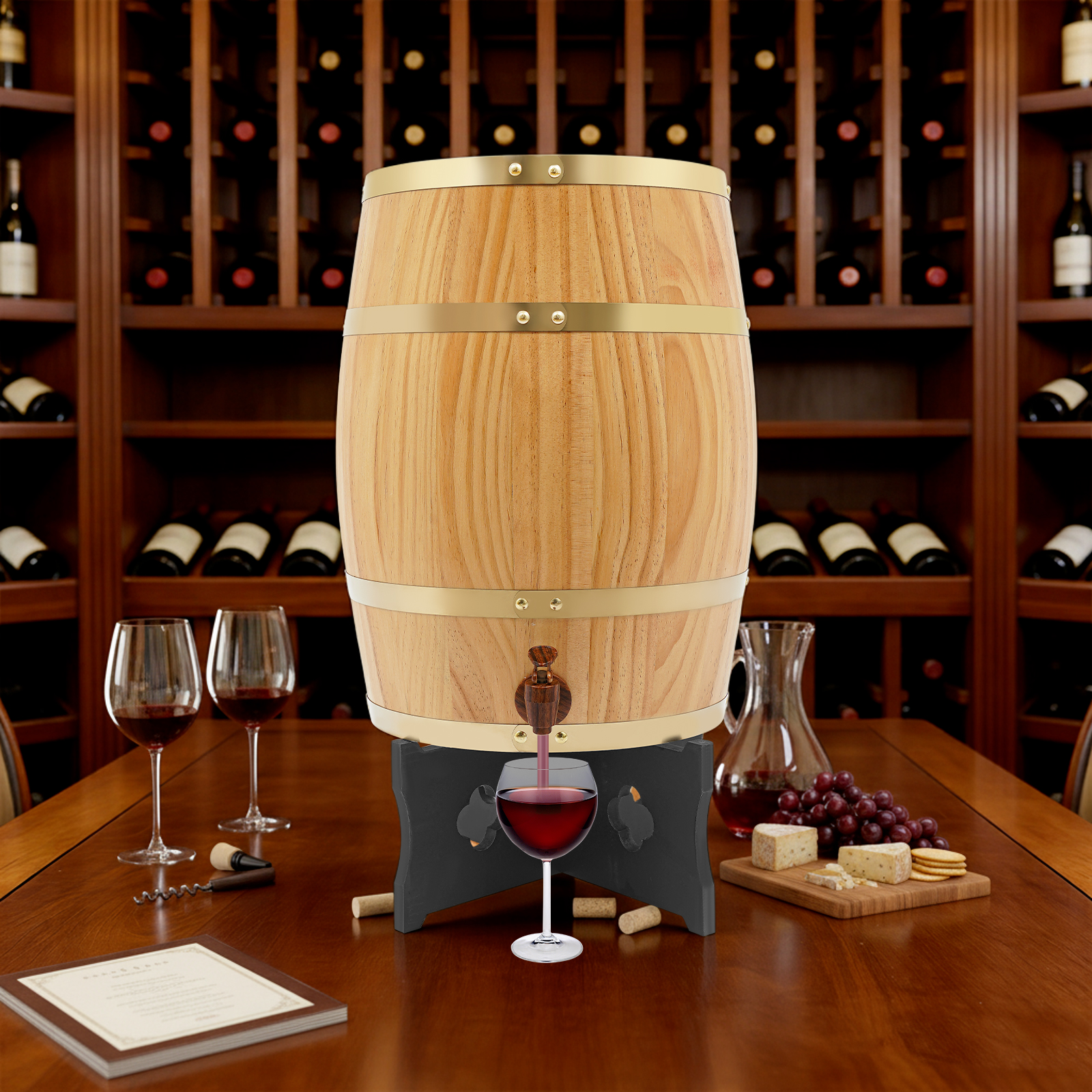 Wine Beer Tequila - 20L/5.28Gal Wood Color Wine Barrel, Wood
