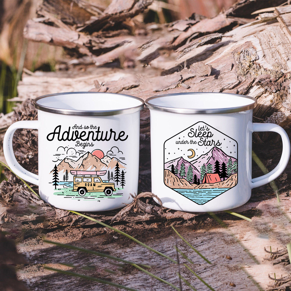 Beer Mug Handled - And So The Adventure Begind Printed