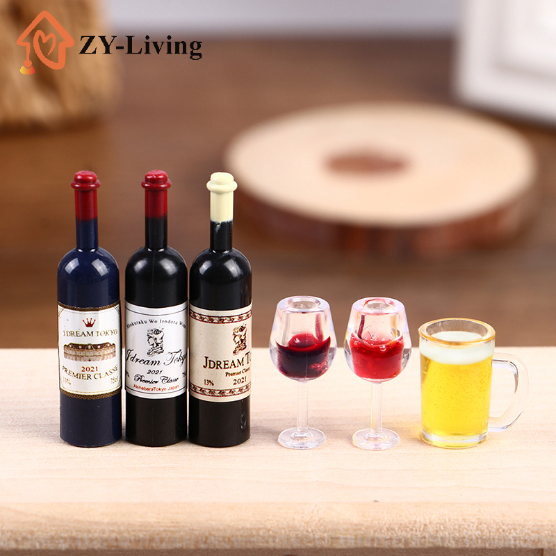 Wine Beer House - 5Pcs 1:12 Dollhouse Miniature Wine Cup