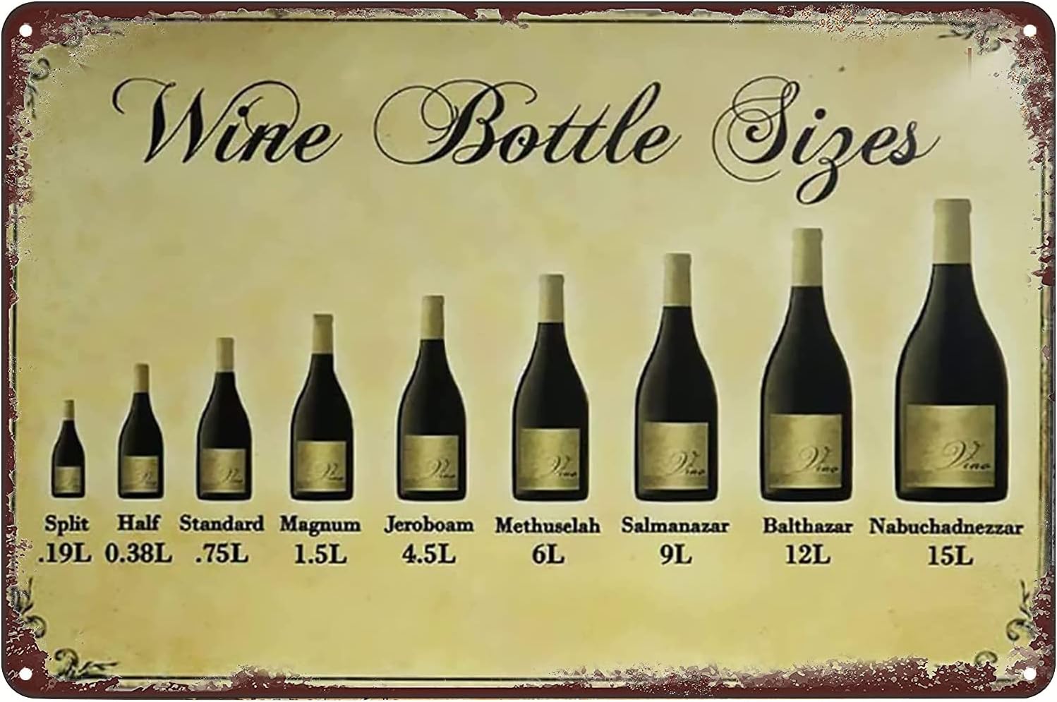 1w,Vintage Metal Tin Sign - Wi - Wine Bottle Size review and price