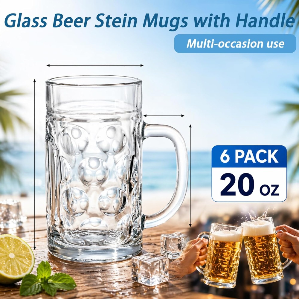 6 Pack Beer Mugs with Handle,  - Beer Mug Handled review and price