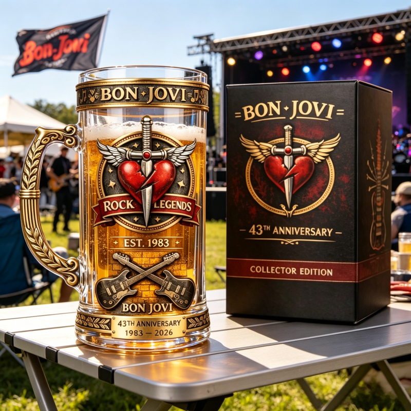 Bon Jovi Rock Legend Themed Be - Beer Mug Handled review and price