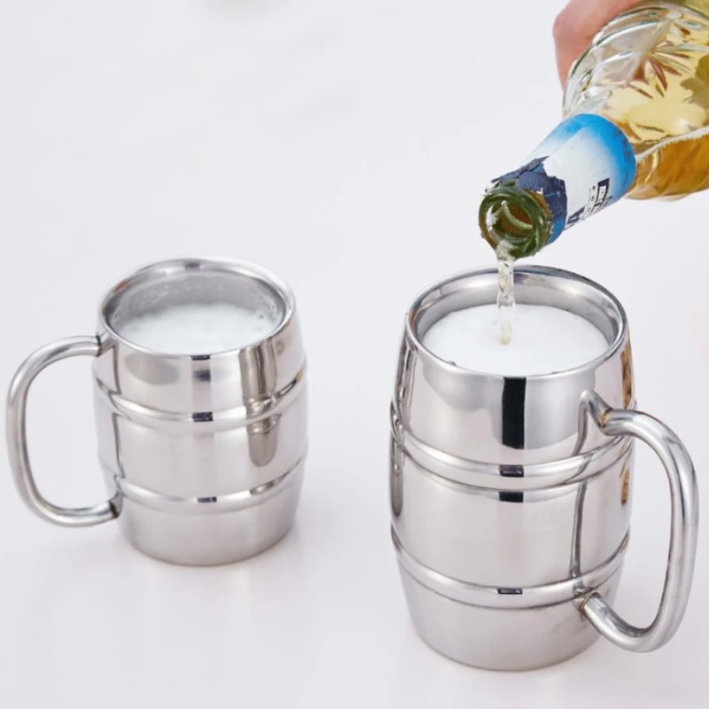 Hot 500/450ml Double Stainless - Beer Mug Handled review and price