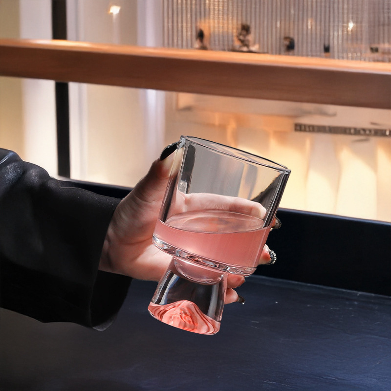 Pink Mountain Glass Cup, High- - Wine Beer Foot review and price