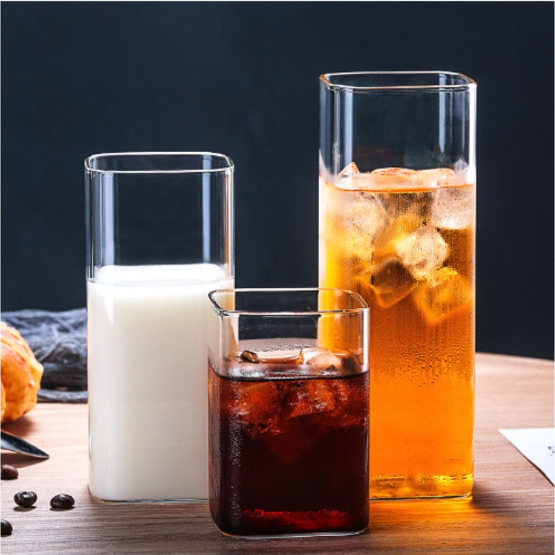 Square Simple Glass Cup Clear  - Wine Beer Juice review and price