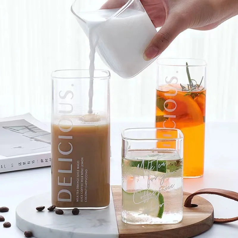 Square Simple Glass Cup Clear  - Wine Beer Juice review and price