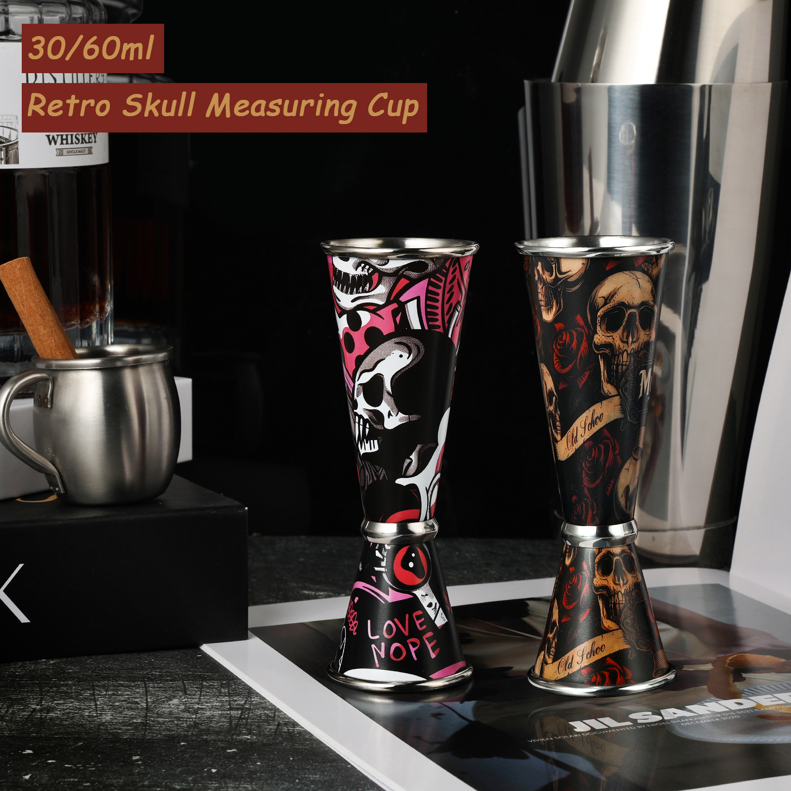 30/60ml Retro Skull Cocktail W - Spirit Measure Jigger review and price