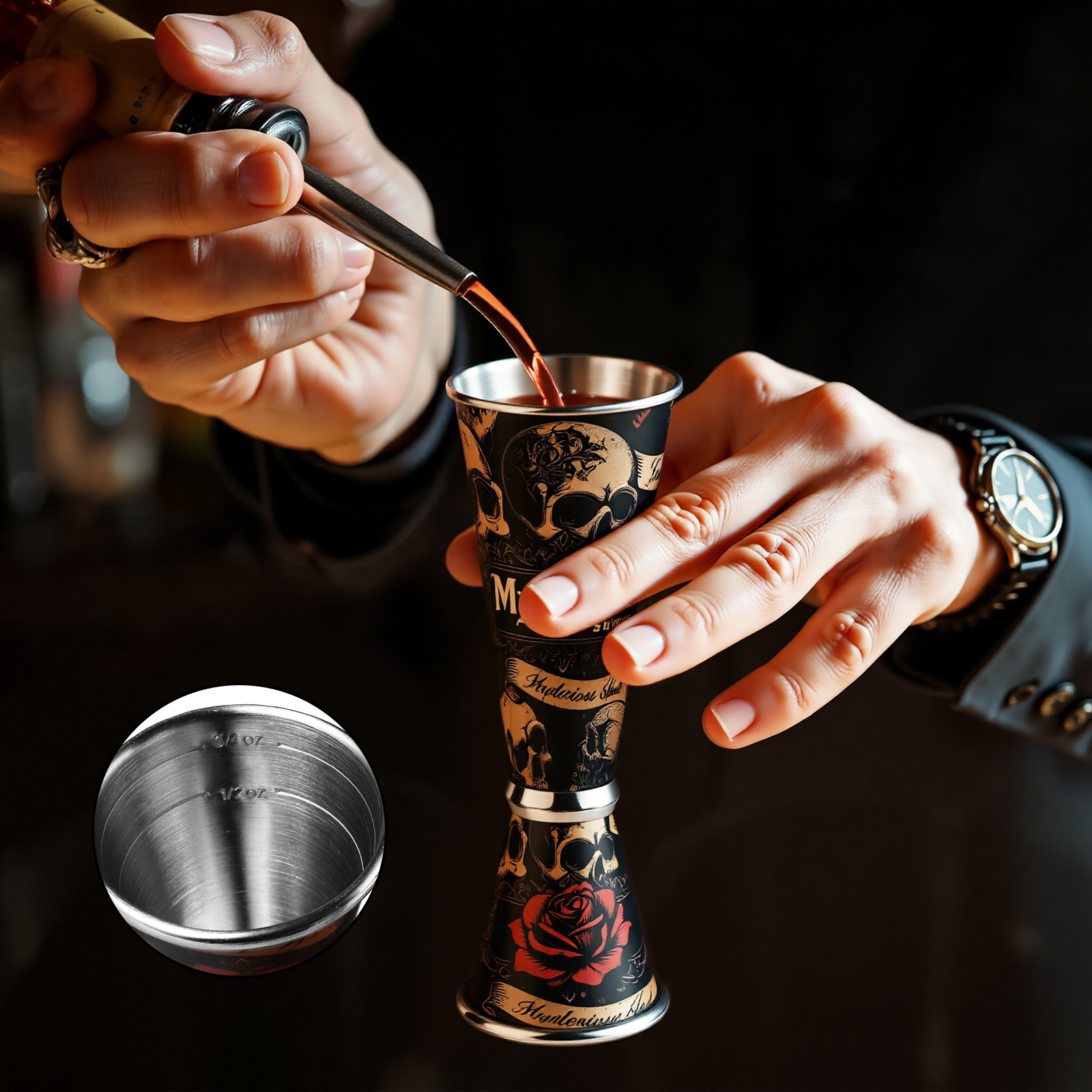 30/60ml Retro Skull Cocktail W - Spirit Measure Jigger review and price