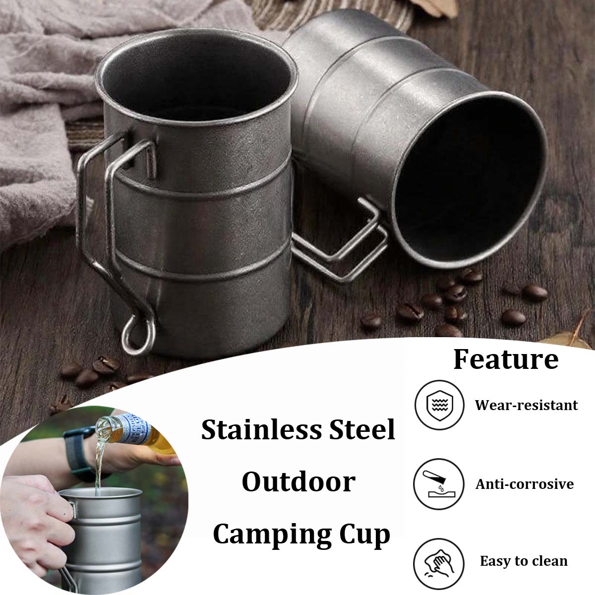 Stainless Steel Outdoor Campin - Beer Mug Handled review and price